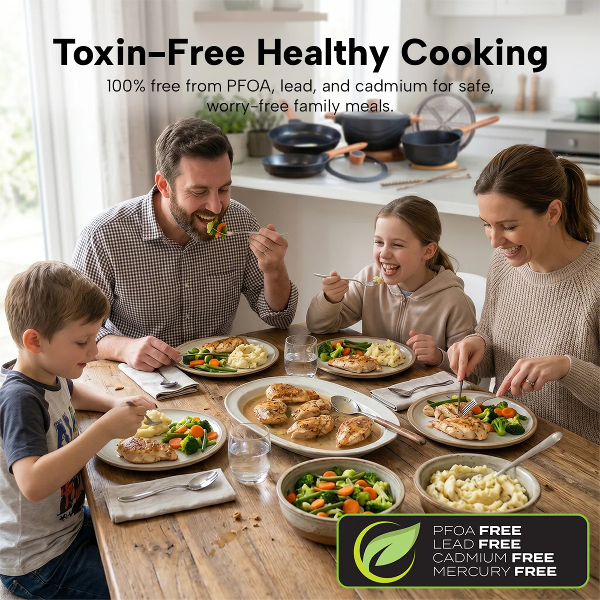 Diamond Earth® Premium Cookware 7pc Set with Superior Non-Stick Coating + FREE Steamer + E-BOOK - Image 6