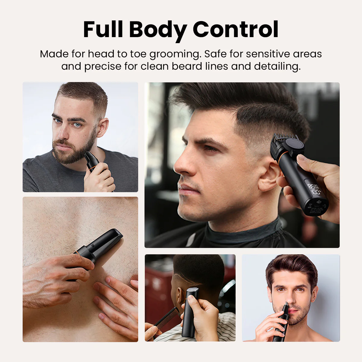 KLEVA® 5-in-1 Professional Hair Trimmer + Men’s Body & Beard Groomer - Image 3