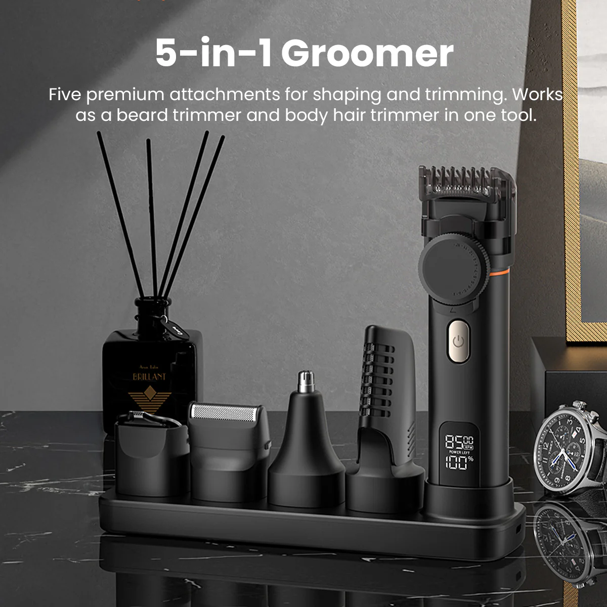 KLEVA® 5-in-1 Professional Hair Trimmer + Men’s Body & Beard Groomer - Image 5