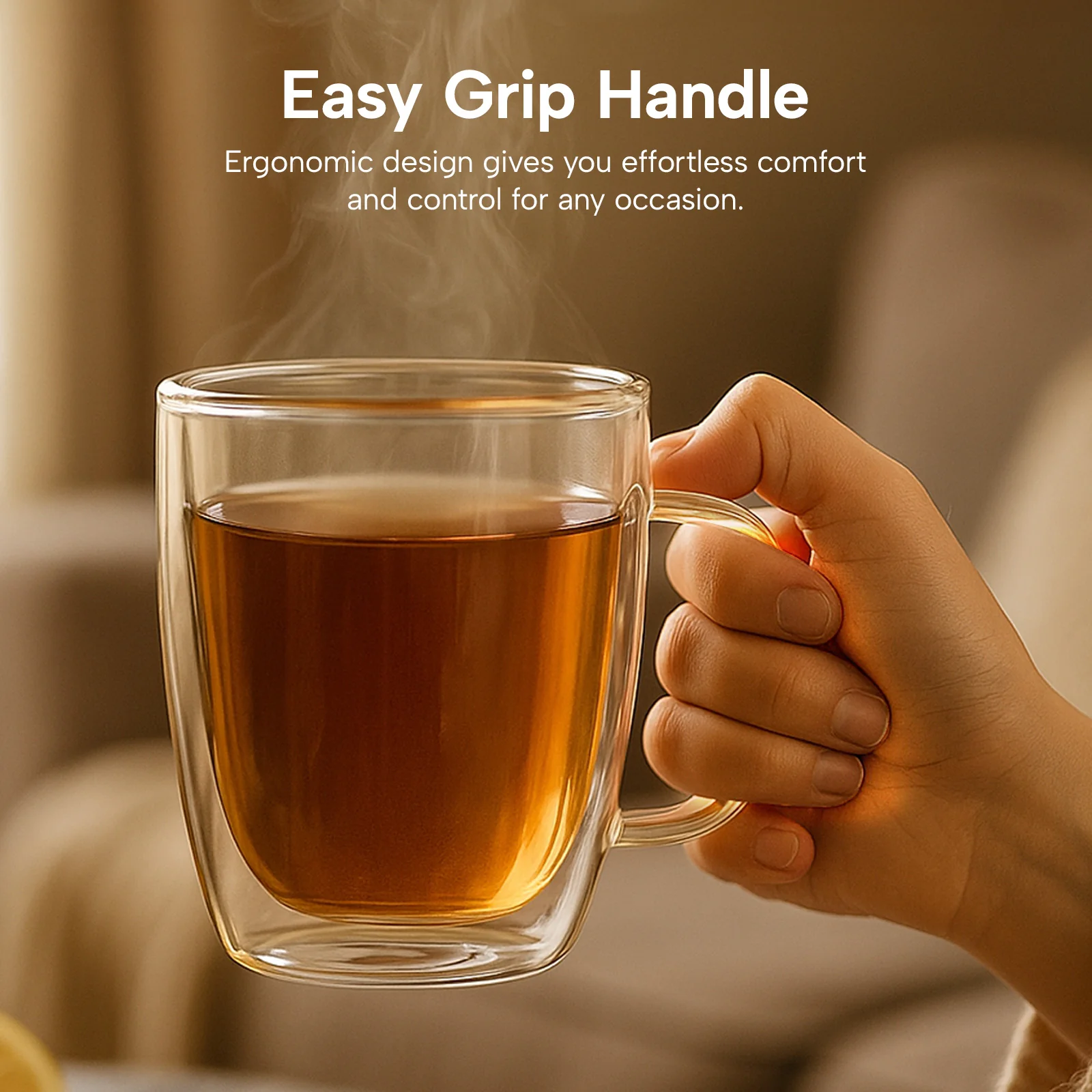 KLEVA® InsuLuxe Double-Wall Insulated Glass Cups 2 Pack for Hot & Cold Drinks - Image 4