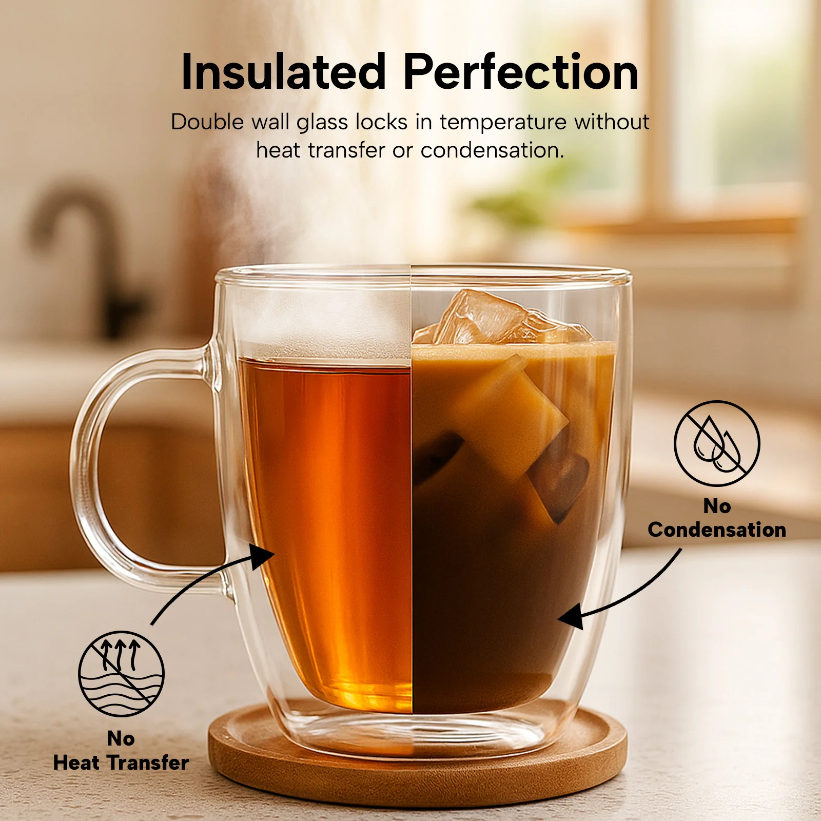 KLEVA® InsuLuxe Double-Wall Insulated Glass Cups 2 Pack for Hot & Cold Drinks - Image 5