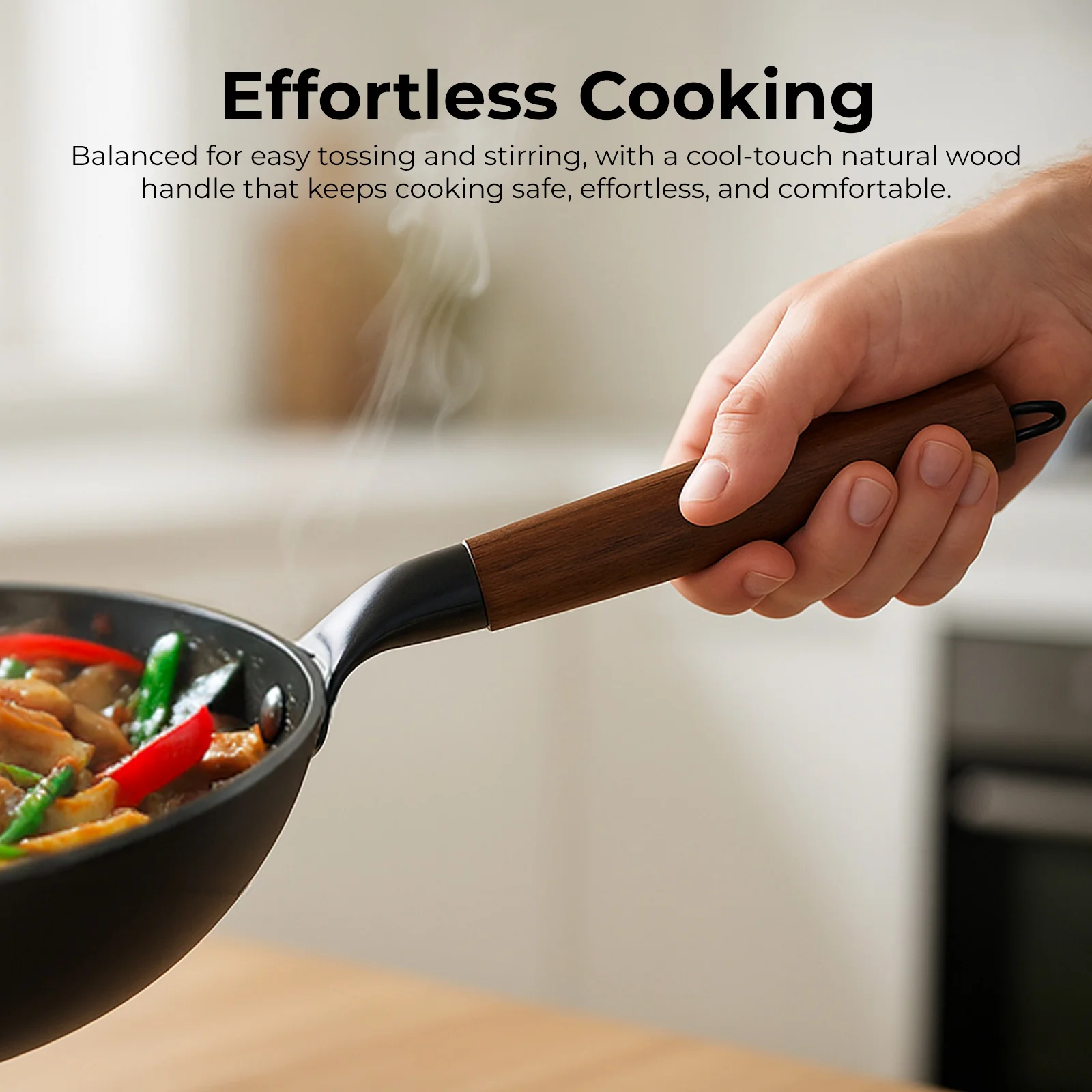 KLEVA® Kyoto Authentic Steel Wok 28cm - Professional Carbon Steel with Natural Non-Stick & 10-Year Guarantee - Image 4