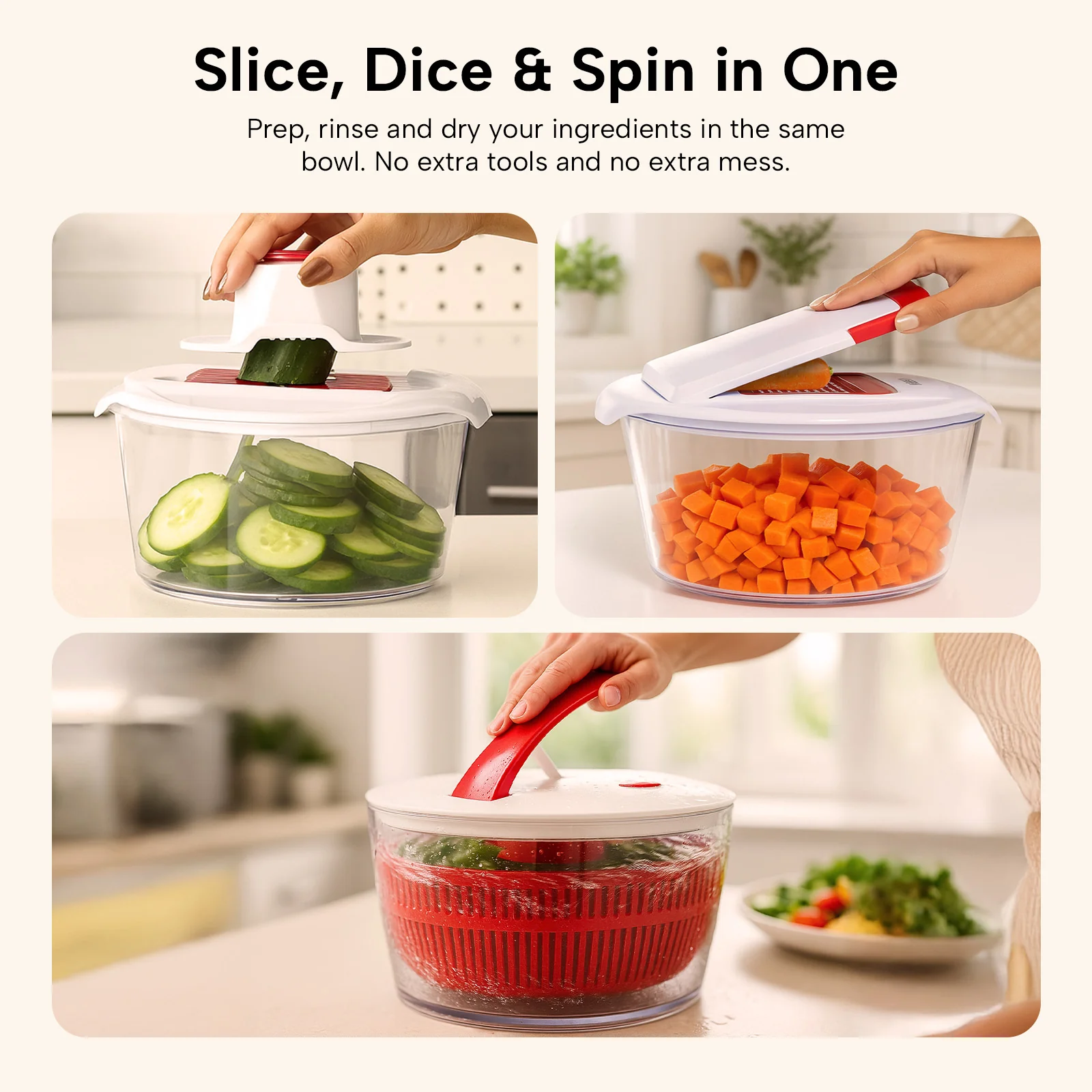 Kleva® Spin, Slice & Dice – Your All-in-One Kitchen Prep Solution - Image 2