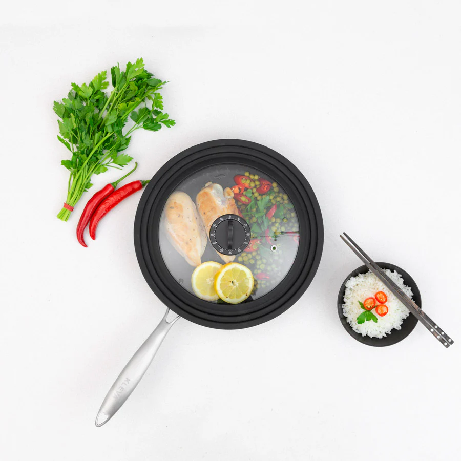 Universal Glass Lid With Detachable Timer Knob + Soft Touch Silicone Rims - Image 2
