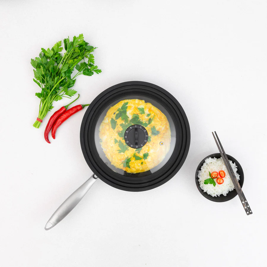 Universal Glass Lid With Detachable Timer Knob + Soft Touch Silicone Rims - Image 3