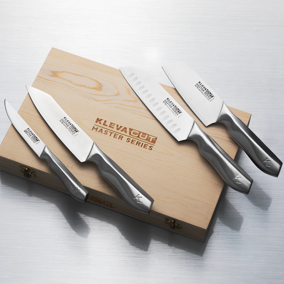 KlevaCut® LIMITED EDITION 4 Piece Premium Knife Set With BONUS Bamboo Case - Image 5