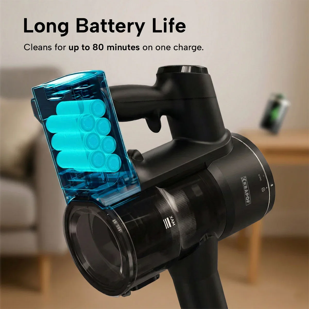 KRAPOF® Auto Clean Self Empty Slim Power Vac Cordless Stick Vacuum - Image 6