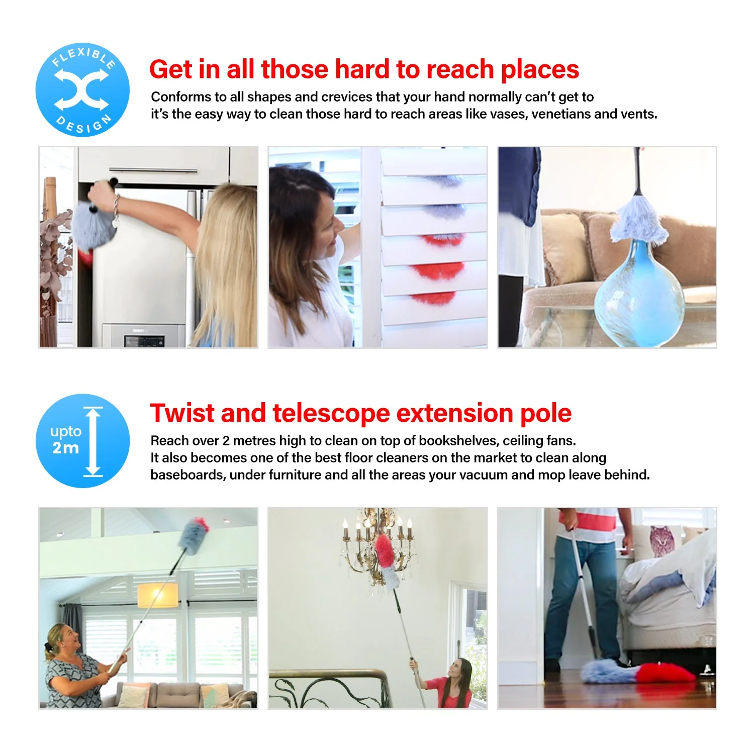 Kleva Miracle Magnetic Duster® Attracts Dust Like A Magnet! + 2 Meter Long Extension Pole - Image 10