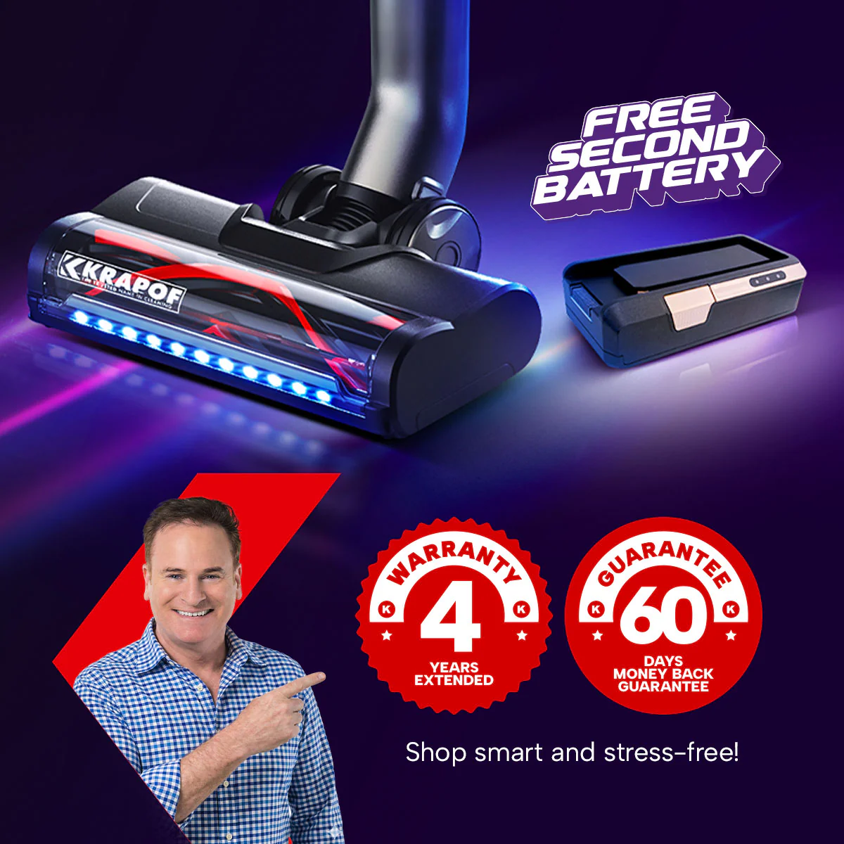 KRAPOF® Super Slim Power Vac Cordless Stick Vacuum + Extra FREE Second Battery - Image 14