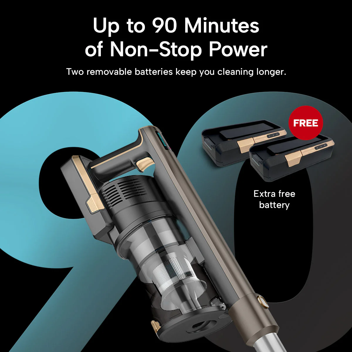 KRAPOF® Super Slim Power Vac Cordless Stick Vacuum + Extra FREE Second Battery - Image 3