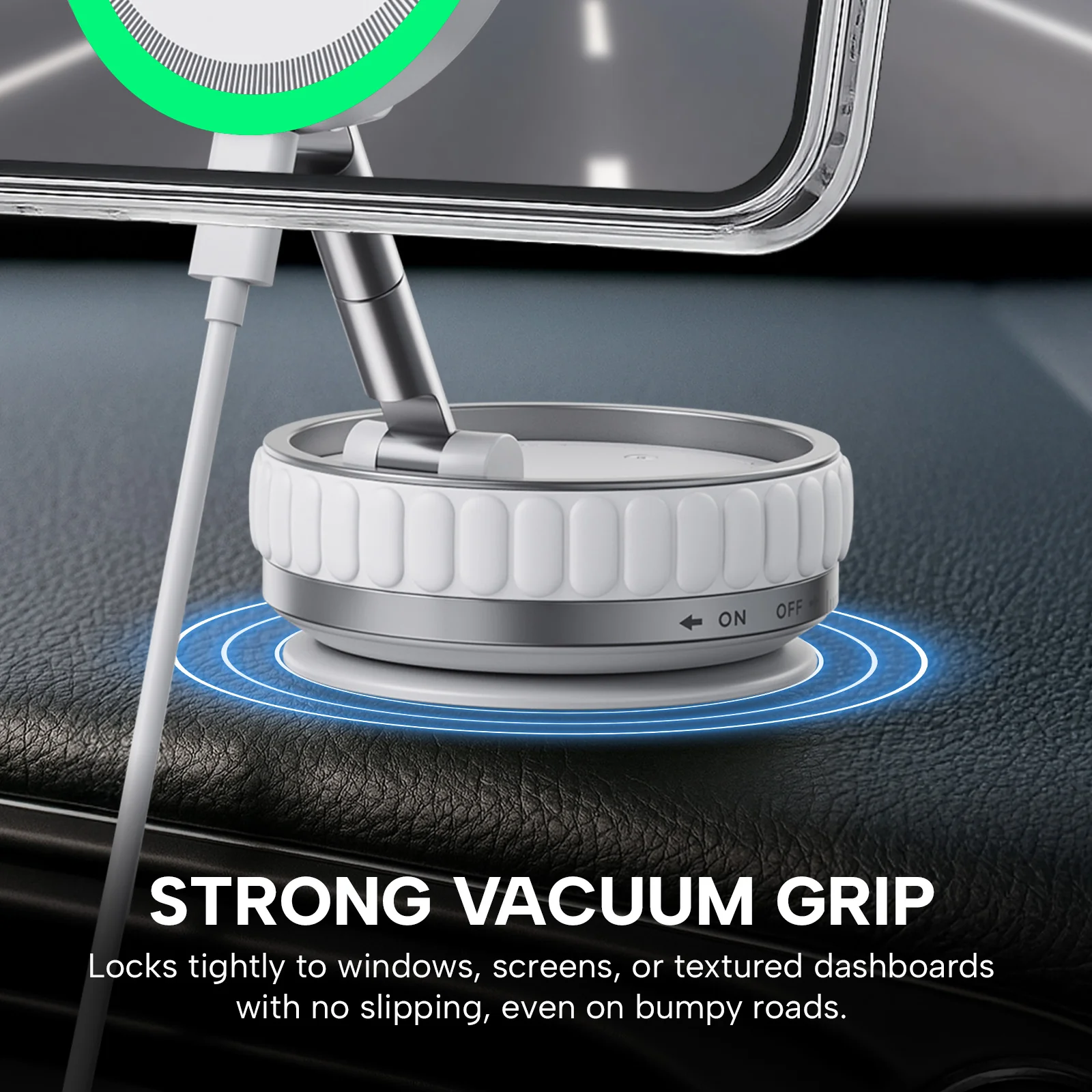 KLEVA® Charge Grip 360 – MagSafe-Compatible Suction Phone Mount & Wireless Charging Stand - Image 2