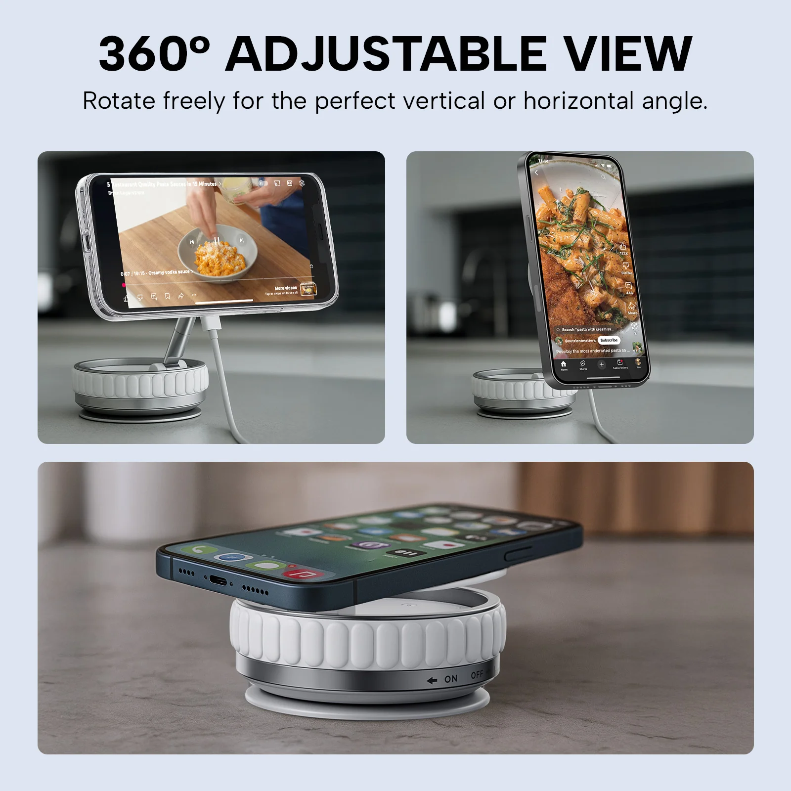 KLEVA® Charge Grip 360 – MagSafe-Compatible Suction Phone Mount & Wireless Charging Stand - Image 4