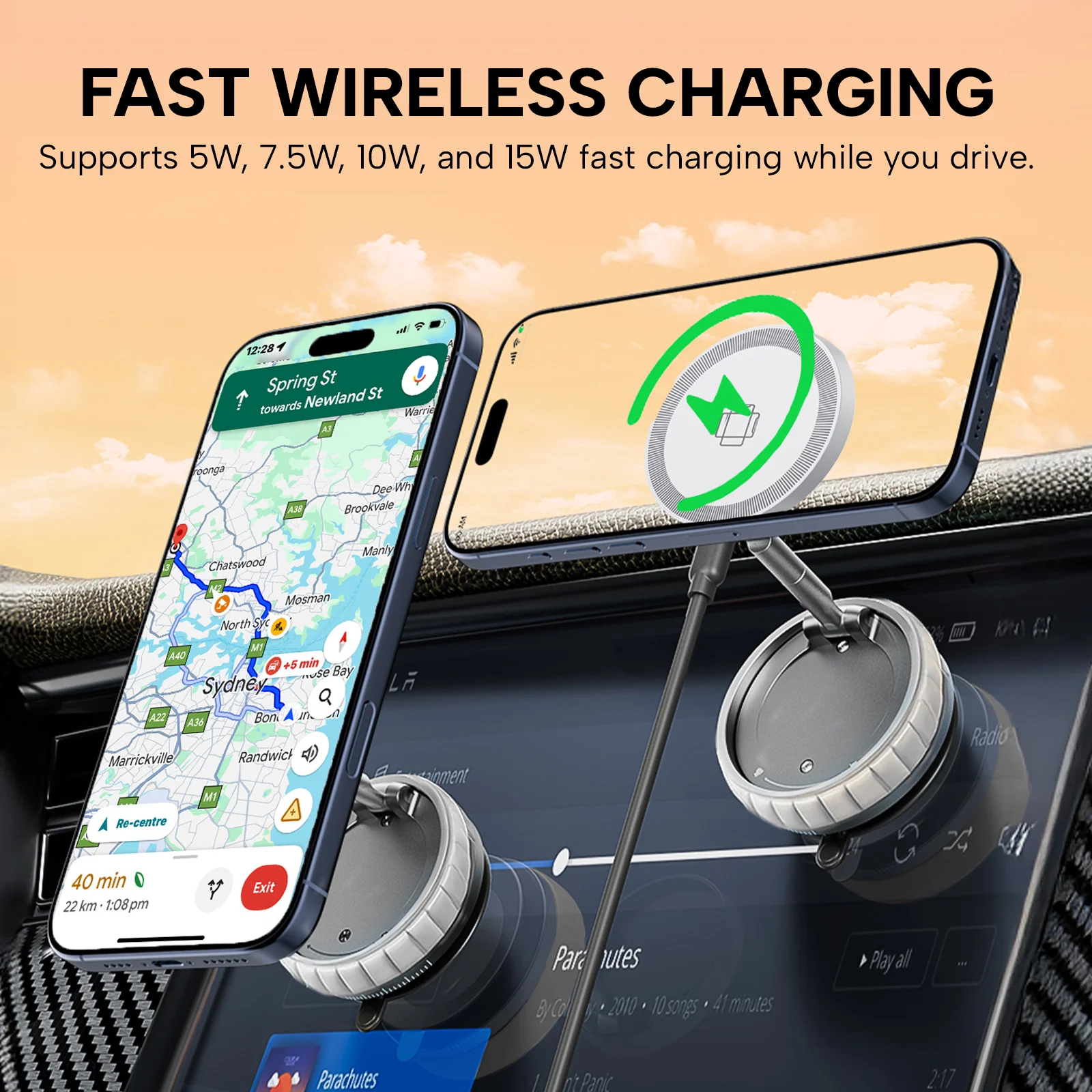 KLEVA® Charge Grip 360 – MagSafe-Compatible Suction Phone Mount & Wireless Charging Stand - Image 6