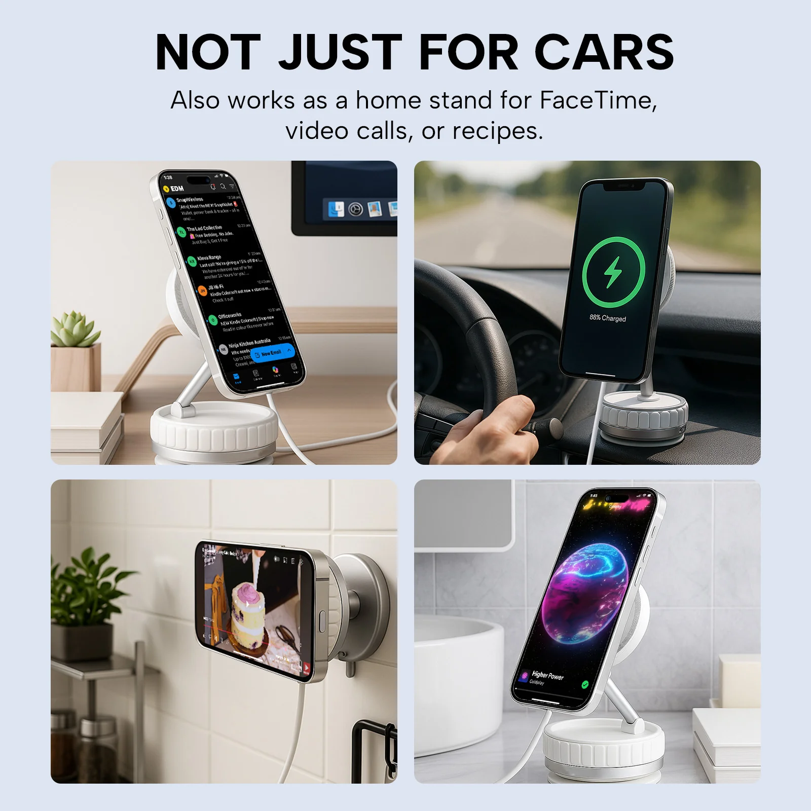 KLEVA® Charge Grip 360 – MagSafe-Compatible Suction Phone Mount & Wireless Charging Stand - Image 7