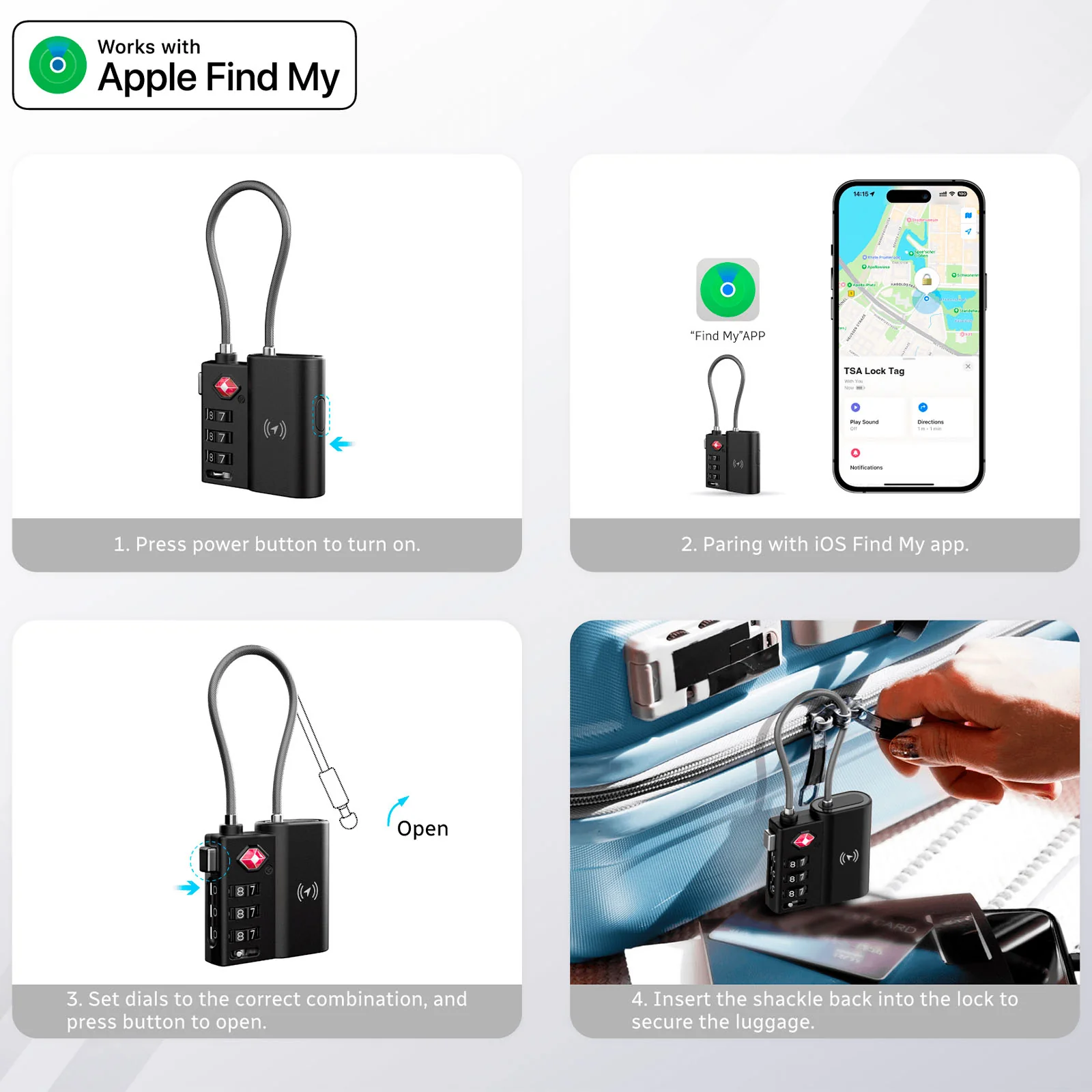 Kleva TSA LockSmart Travel Tag Bluetooth Tracker for Apple Find My + FREE Travel Tips ebook - Image 6